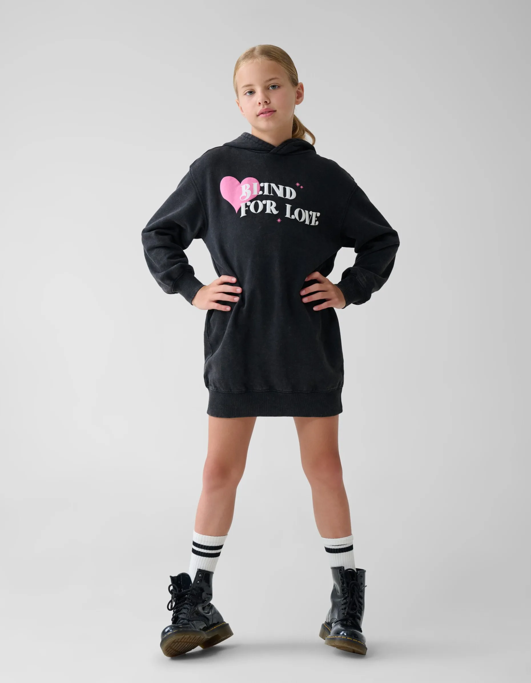 Artwork Hoodie Jurk Zwart