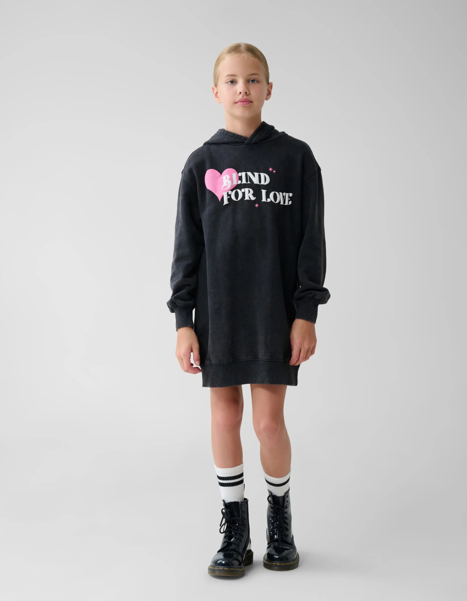 Artwork Hoodie Jurk Zwart