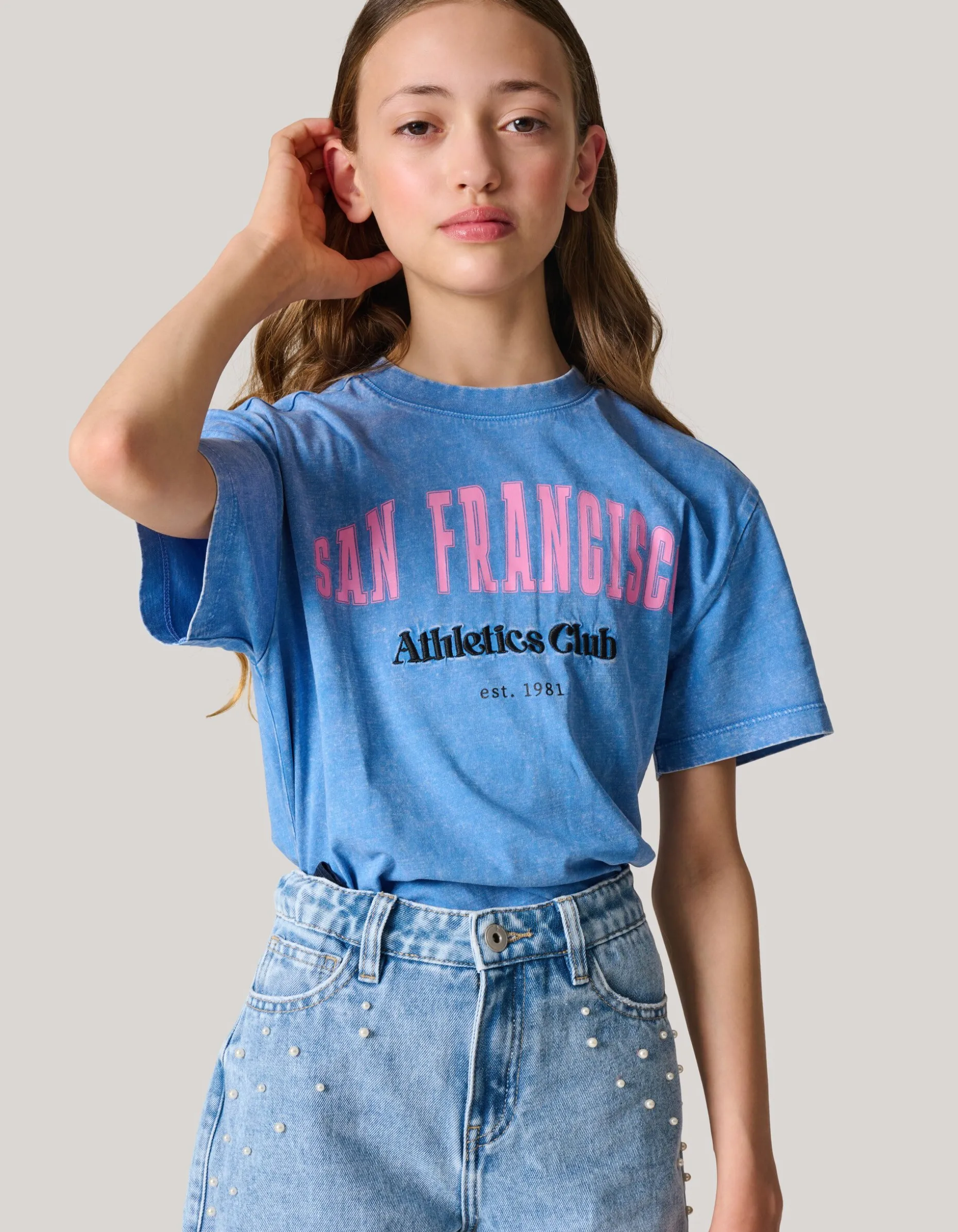 Artwork T-shirt Blauw