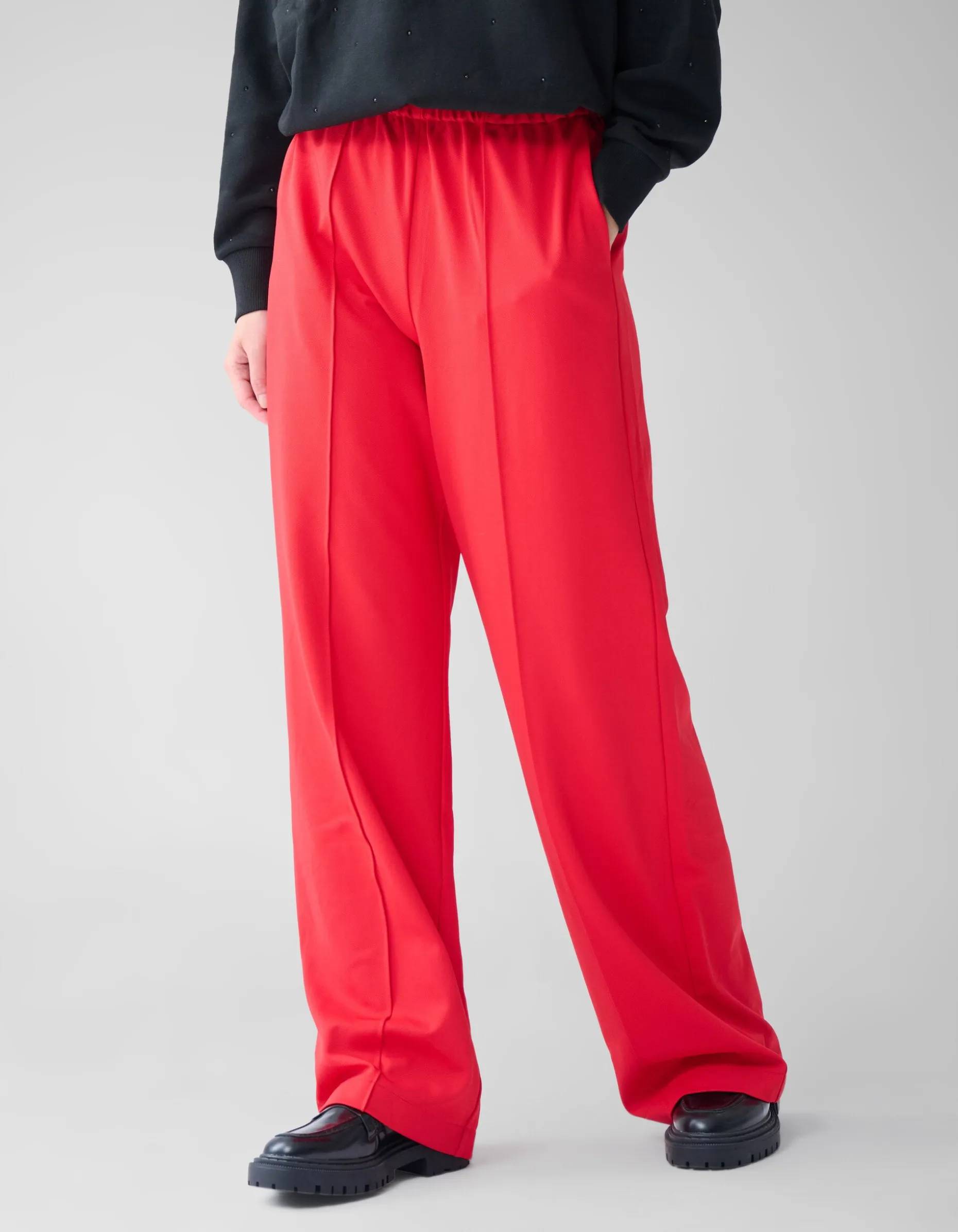 Basic Wide Leg Broek Rood