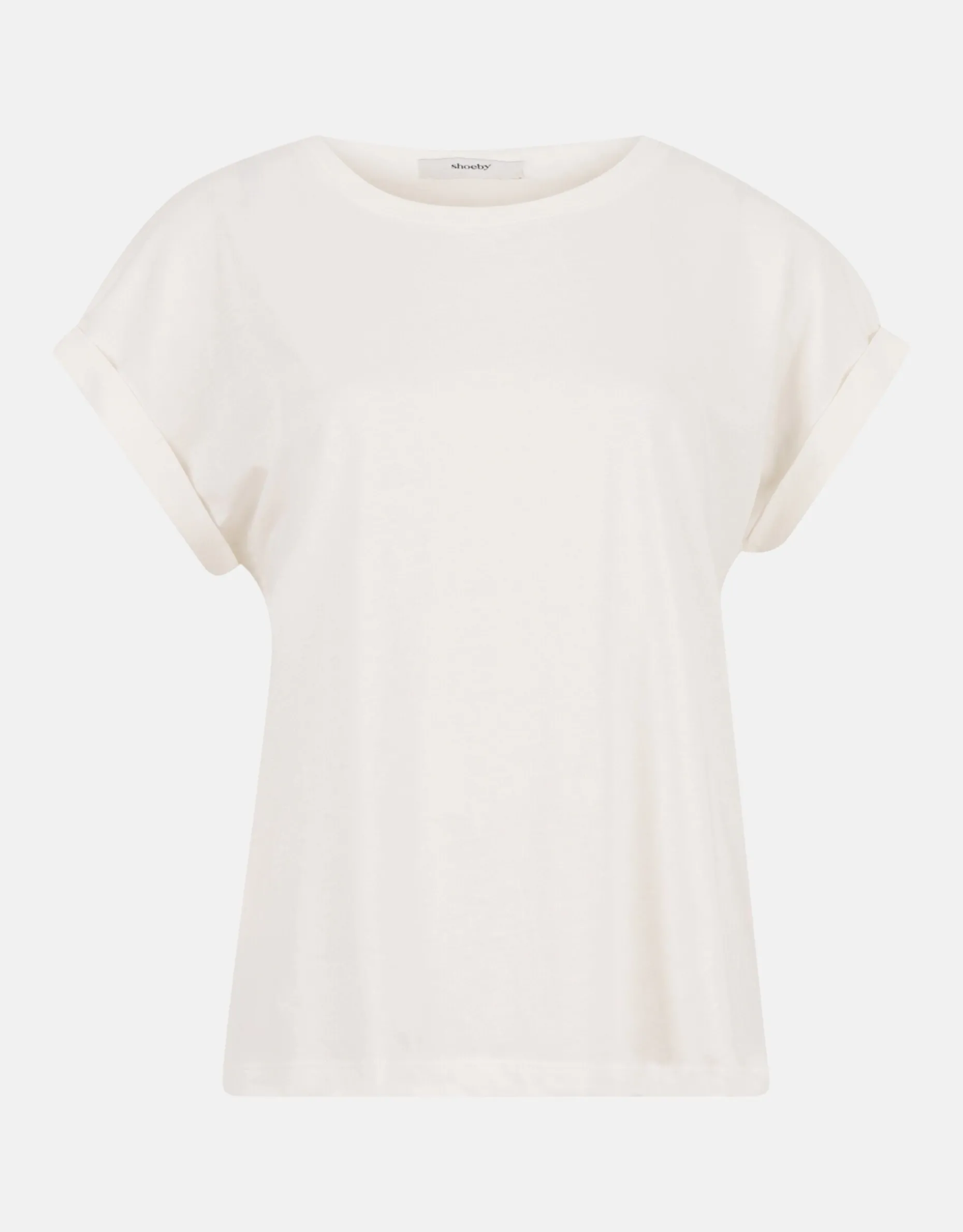 Basis Turn Up Sleeve T-shirt Gebroken Wit