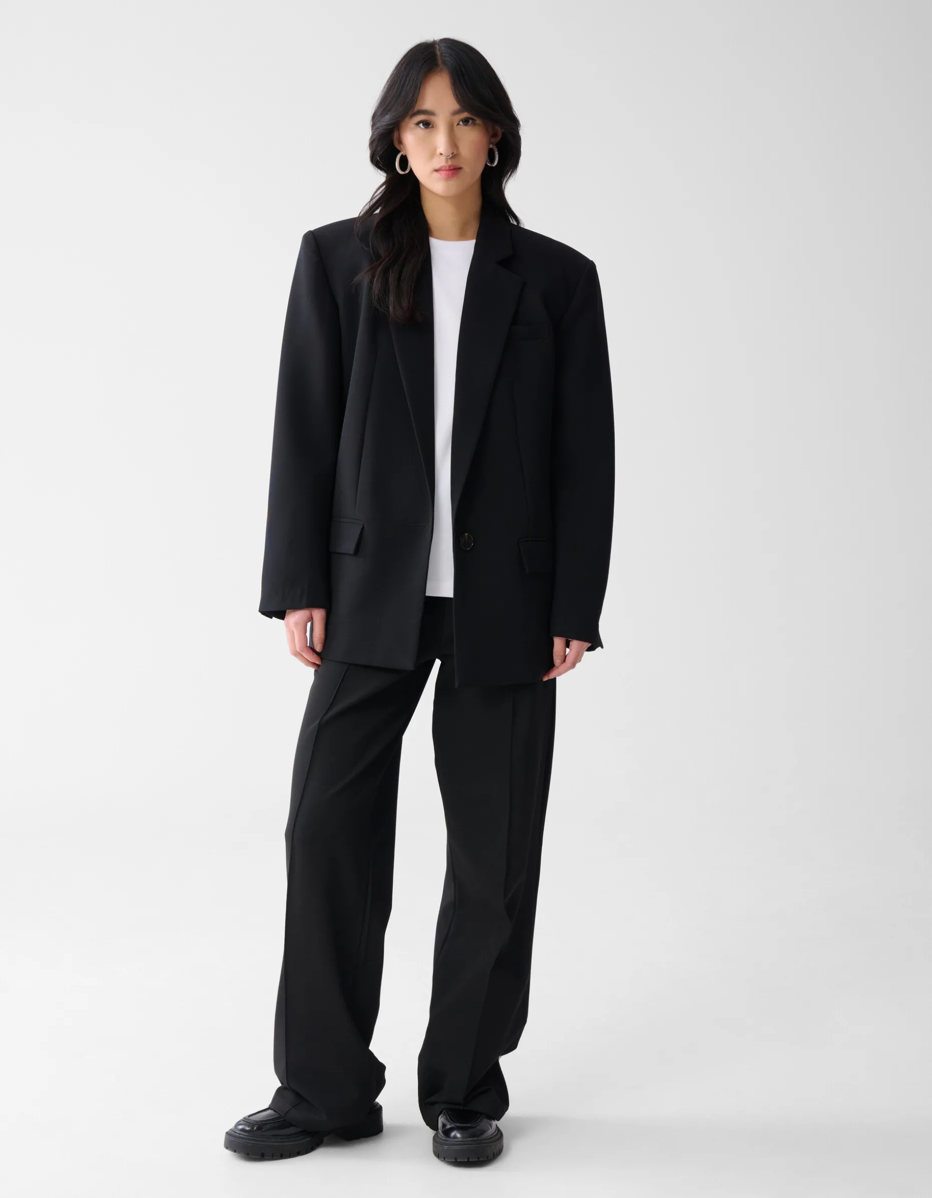 Basis Wide Leg Broek Zwart