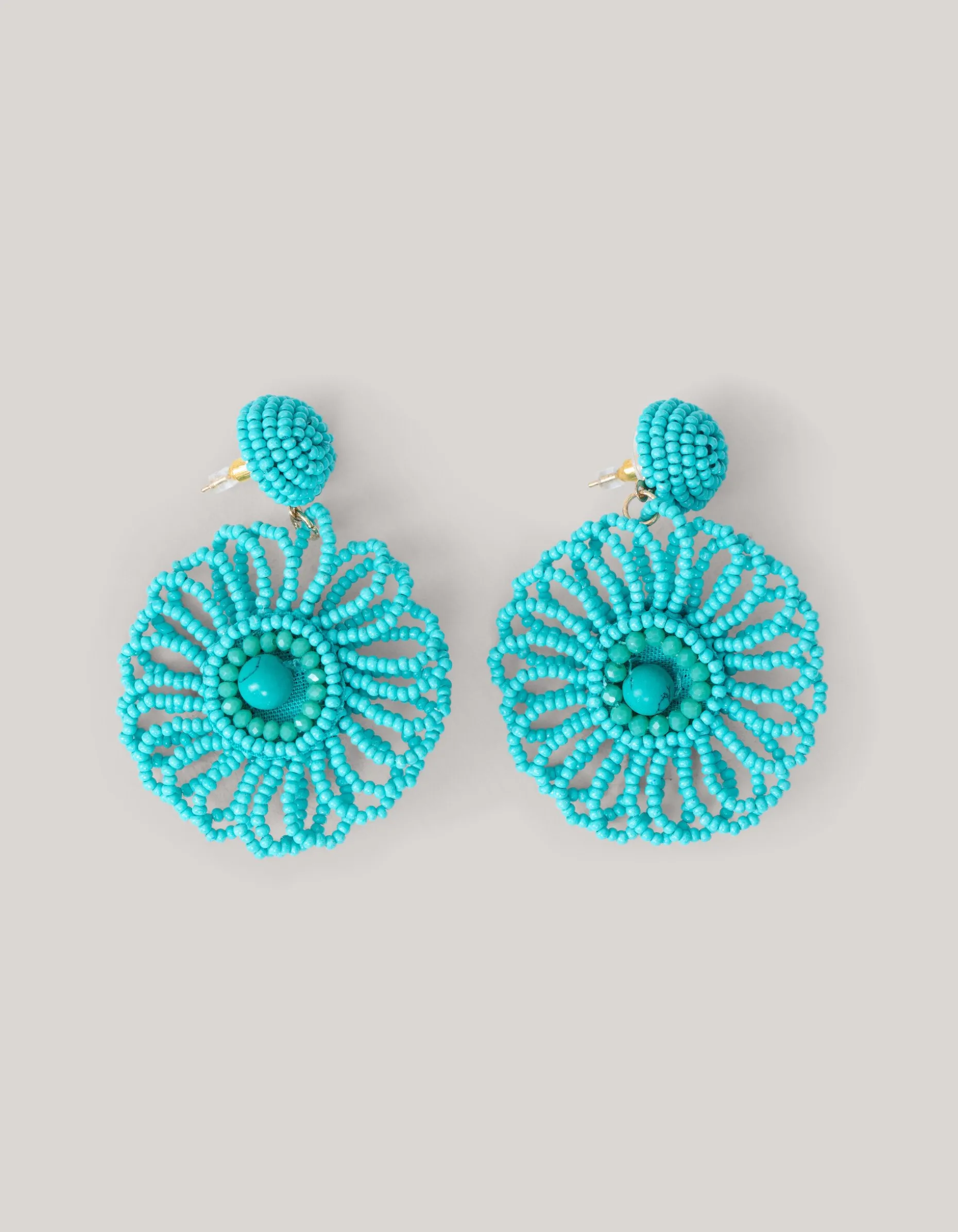 Beaded Flower Oorbellen Blauw