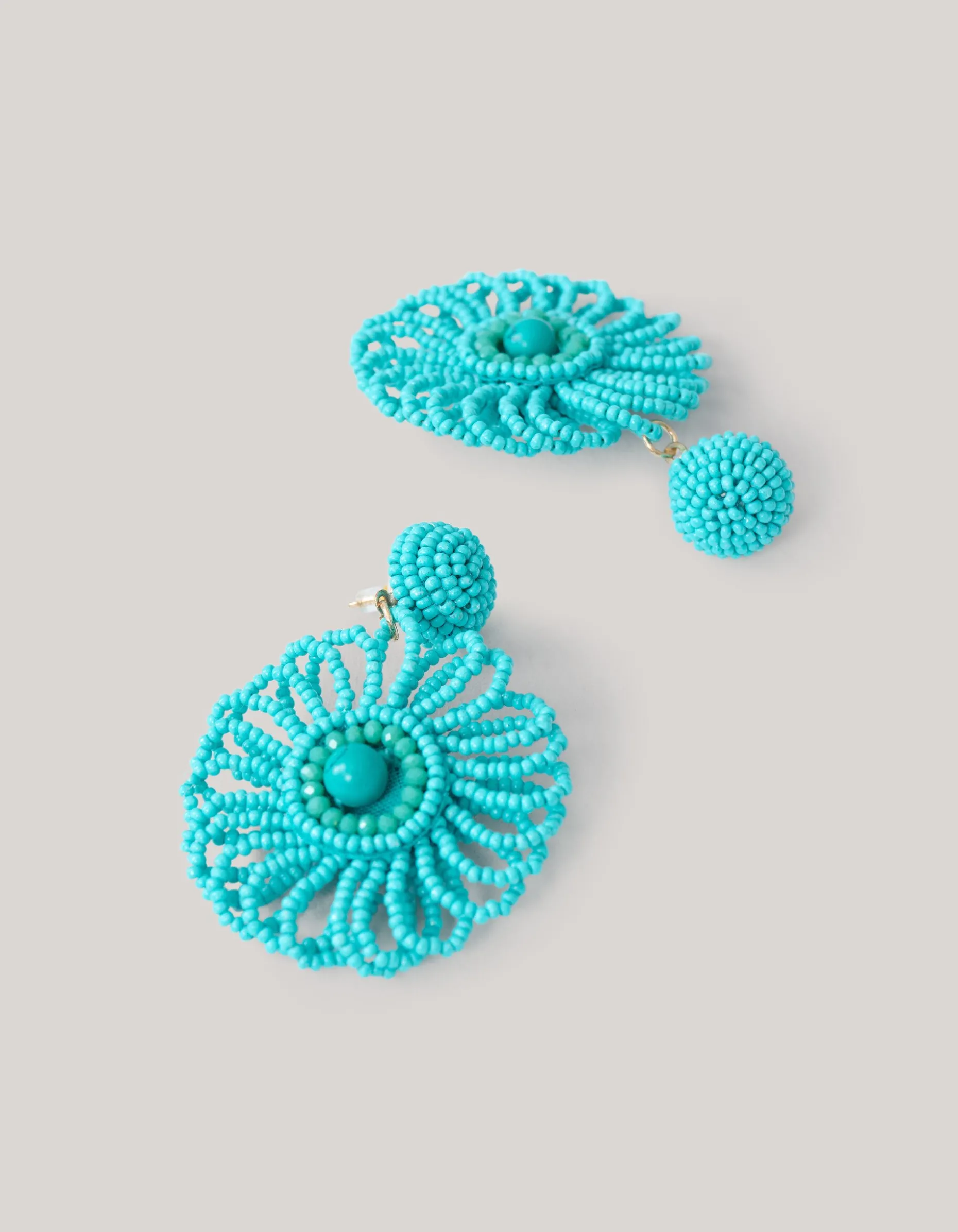 Beaded Flower Oorbellen Blauw
