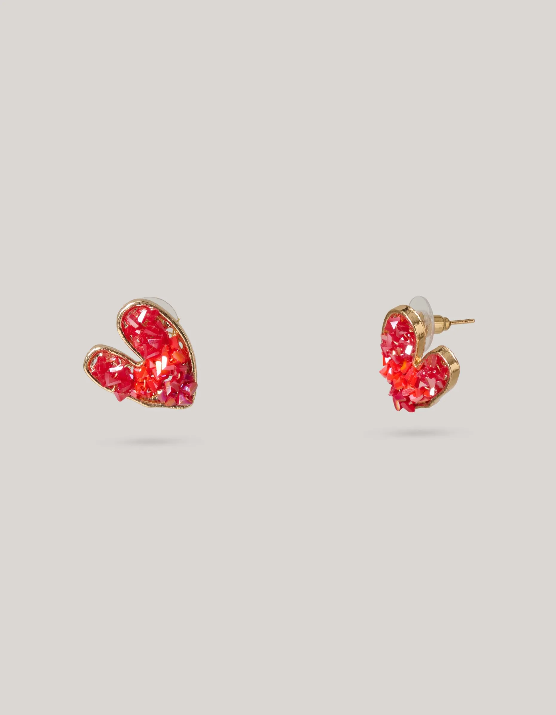 beaded Heart Oorbellen Rood