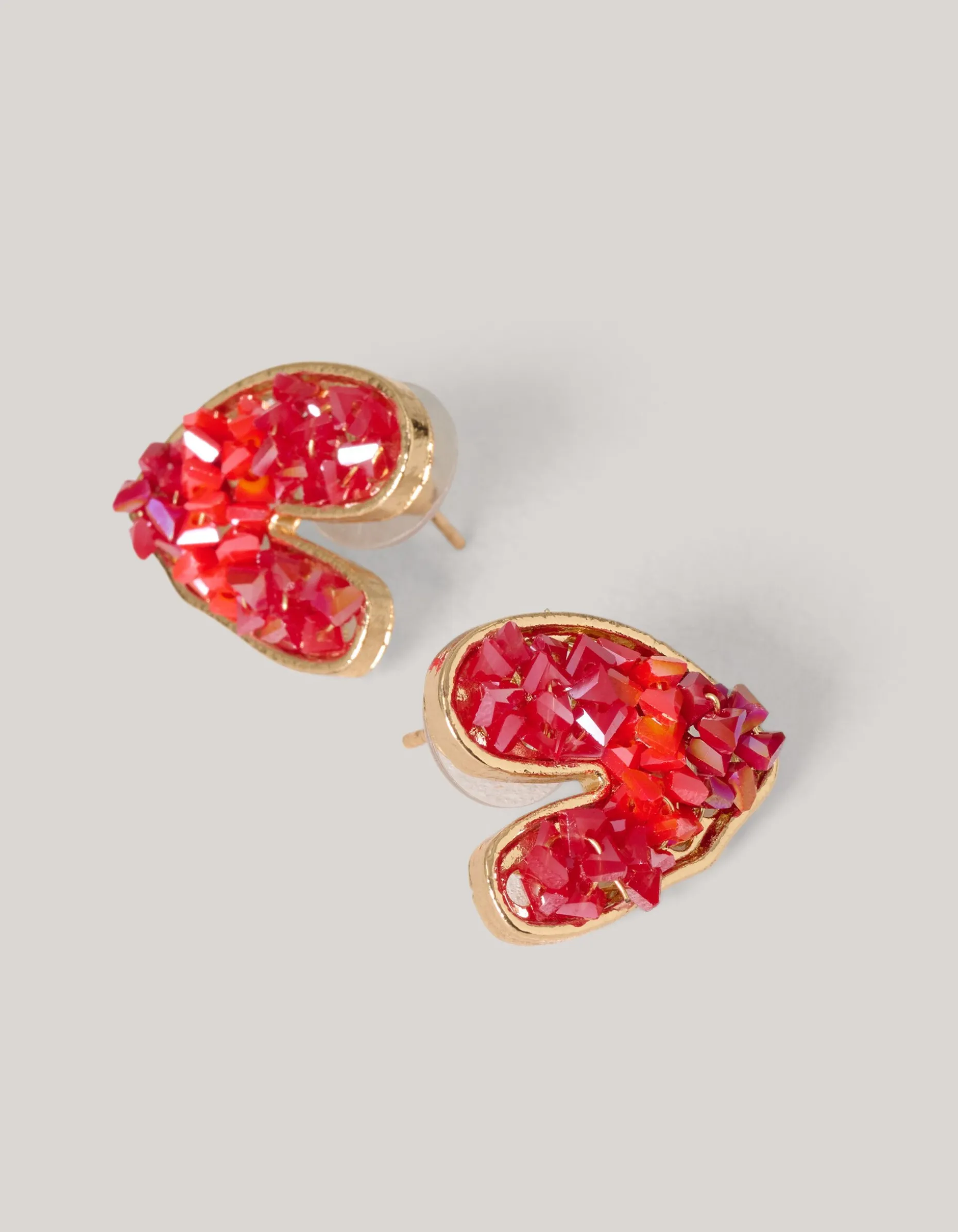 beaded Heart Oorbellen Rood