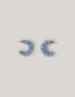 Beaded Hoop Oorbellen Blauw