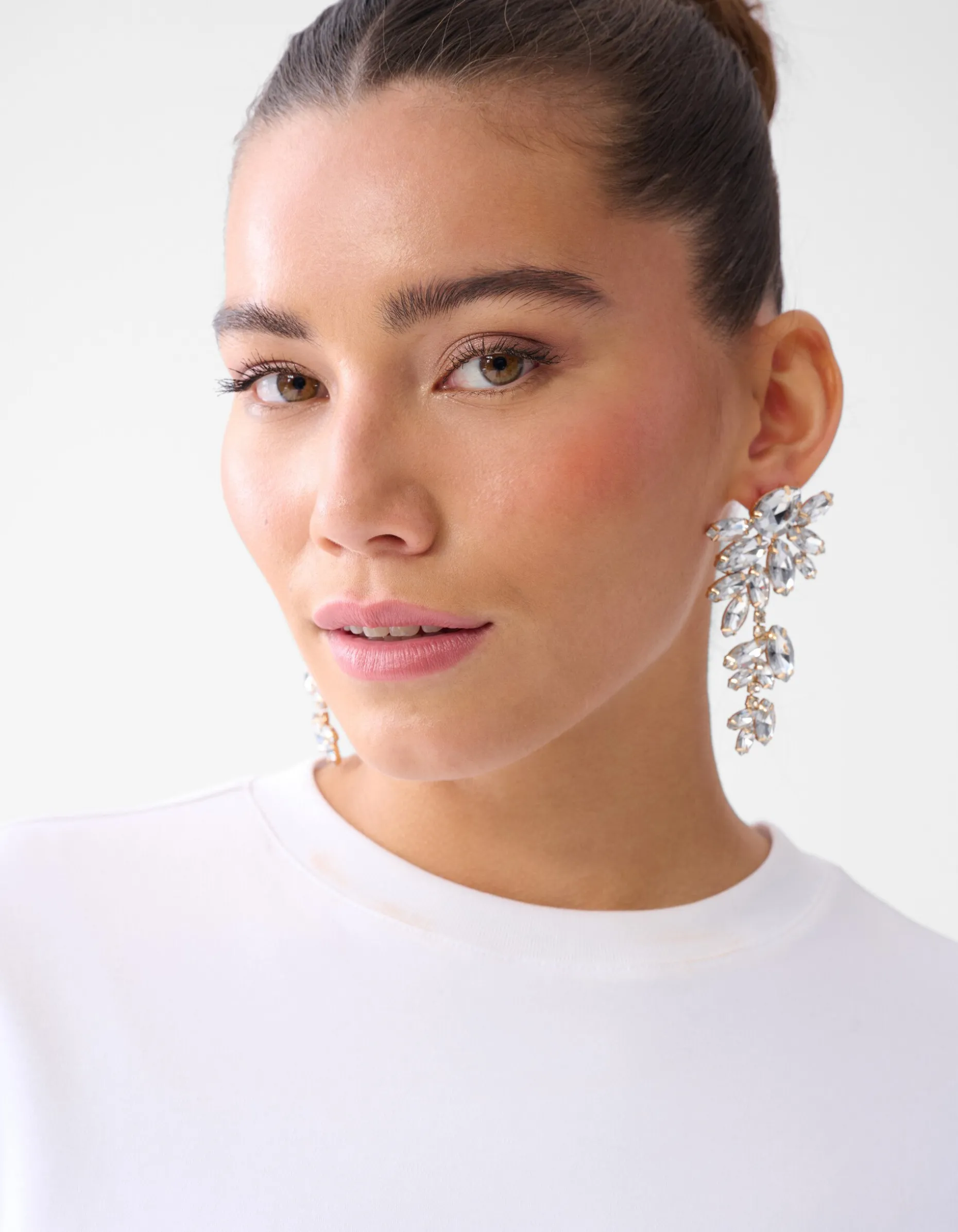 Big Strass Oorbellen Zilver