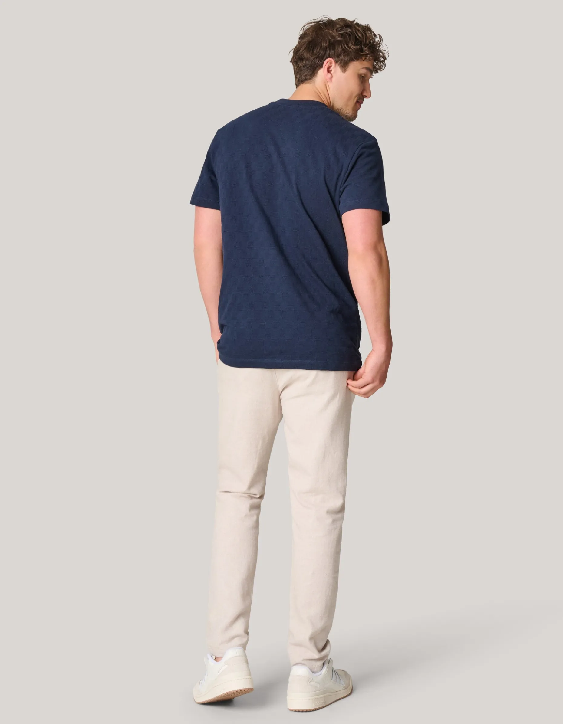 Block Structuur T-shirt Donkerblauw