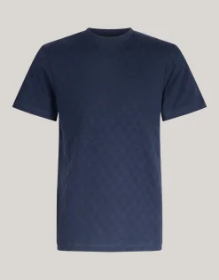 Block Structuur T-shirt Donkerblauw