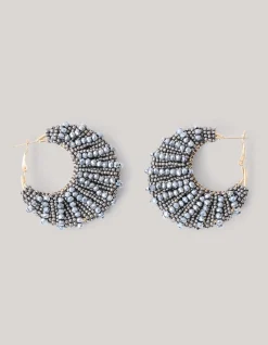 Bulky Beaded Oorbellen Donkergrijs
