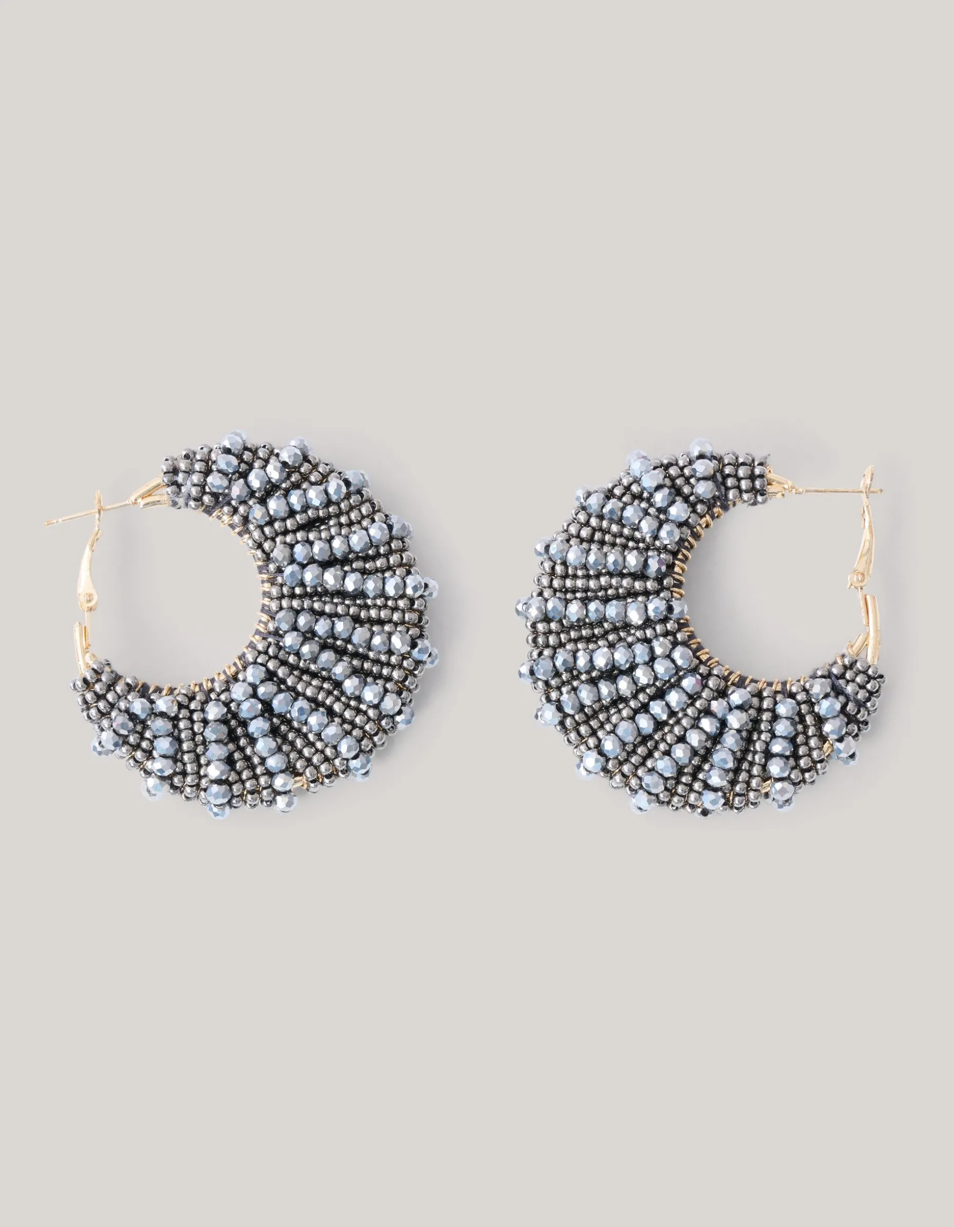Bulky Beaded Oorbellen Donkergrijs