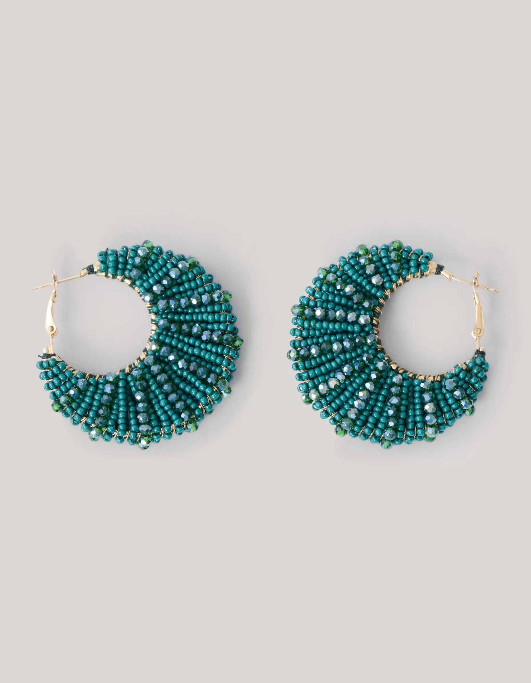 Bulky Beaded Oorbellen Donkergroen