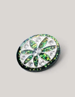 Button Broche Groen/Zilver By Mieke