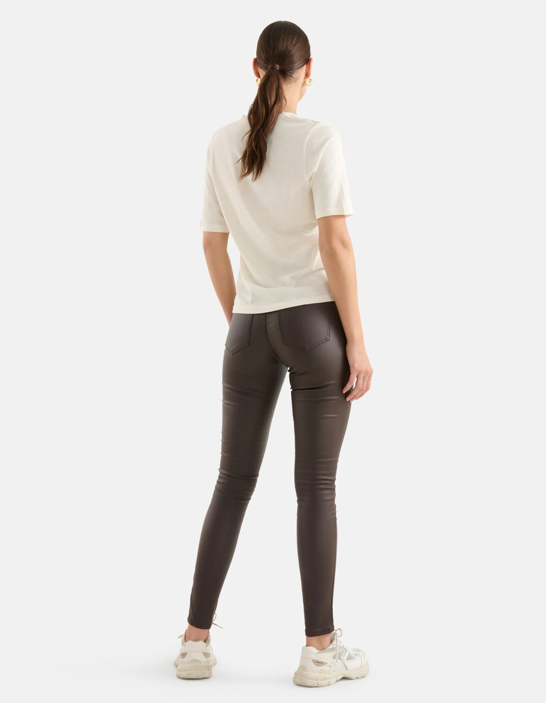 Coated Broek Donkerbruin