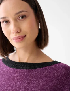 Colorblock Glitter Batwing Trui Paars