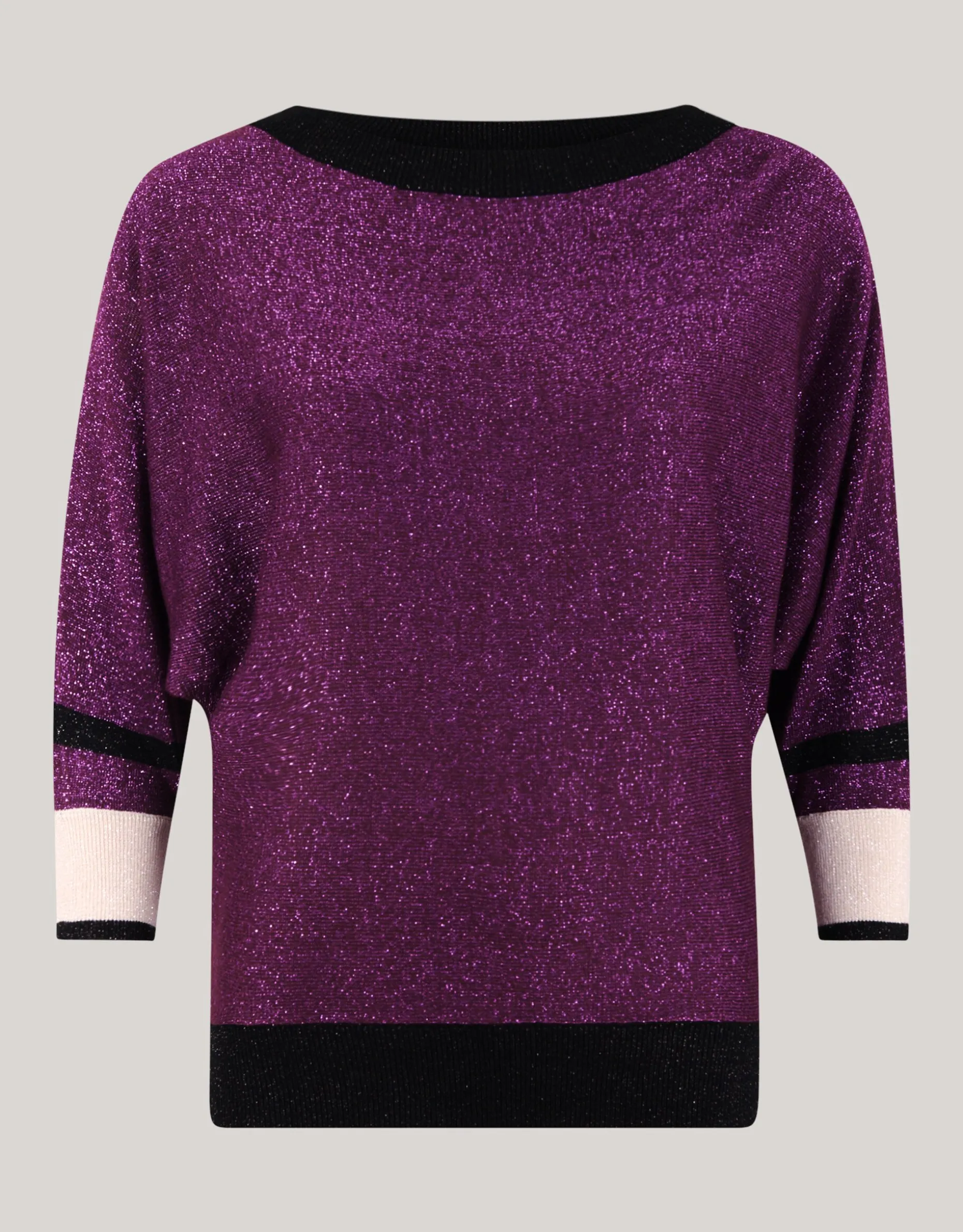 Colorblock Glitter Batwing Trui Paars