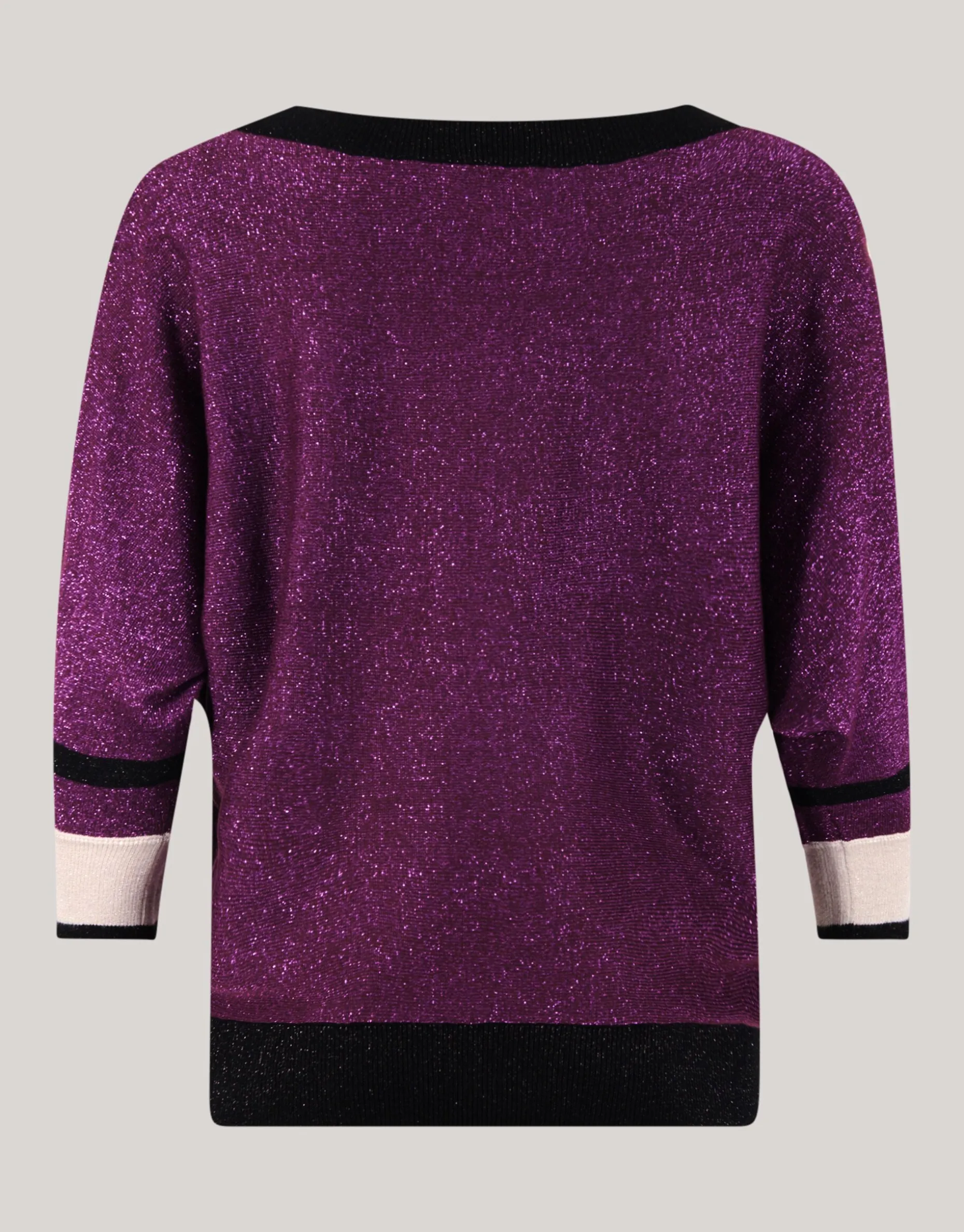 Colorblock Glitter Batwing Trui Paars