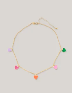 Coloured Heart Ketting Goud