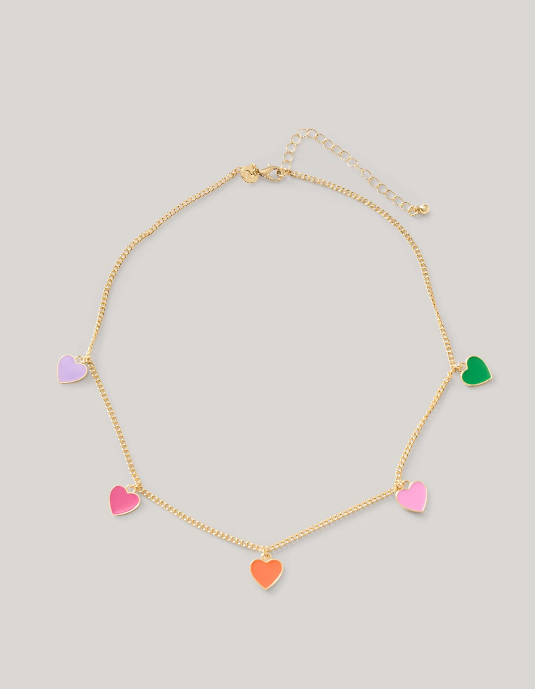 Coloured Heart Ketting Goud