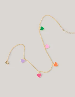 Coloured Heart Ketting Goud