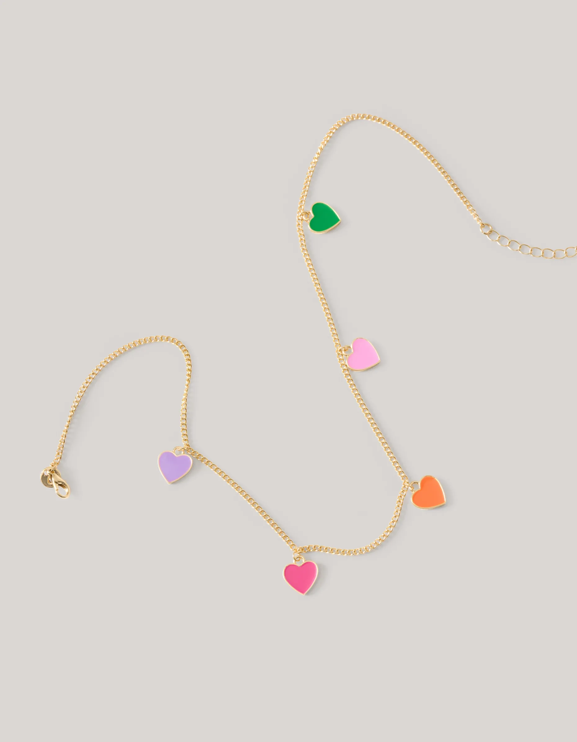 Coloured Heart Ketting Goud