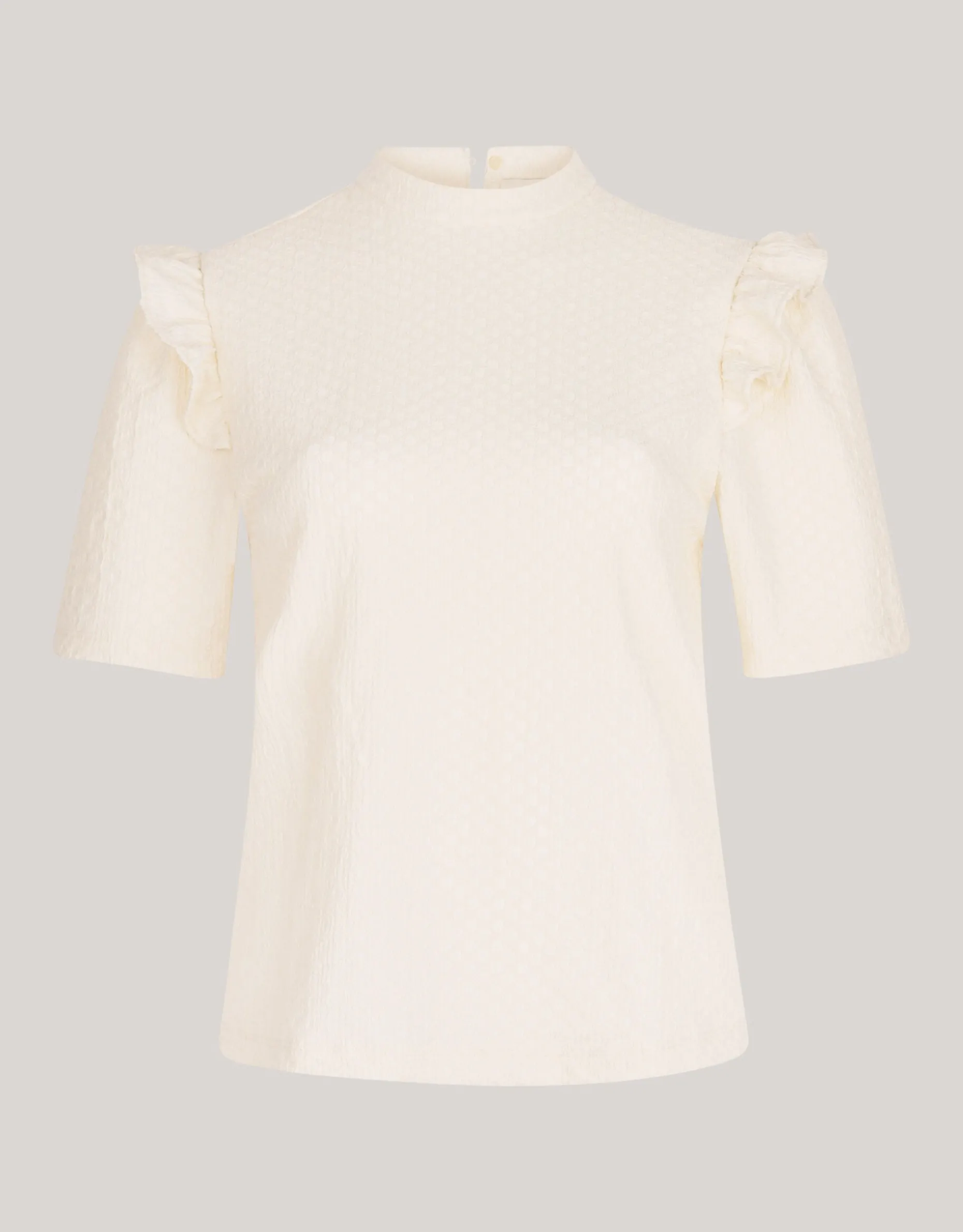 Crinkle Ruffle Top Wit