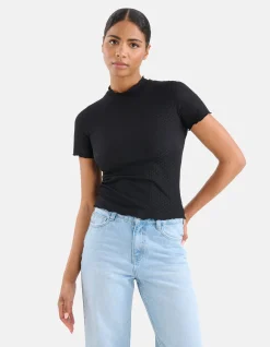 Crinkle Top Zwart