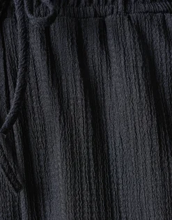 Crinkle Wide Leg Broek Zwart