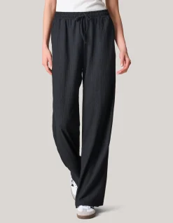 Crinkle Wide Leg Broek Zwart