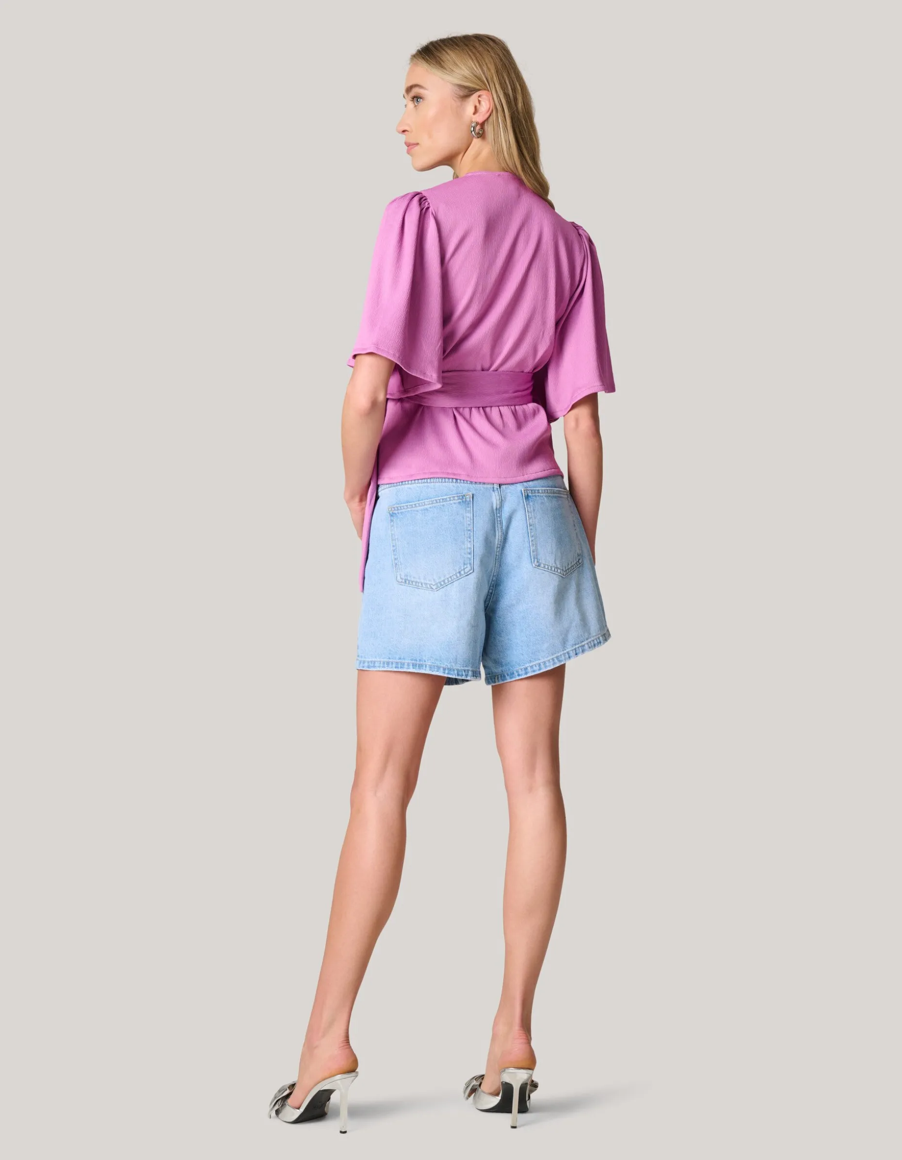 Crinkle Wrap Top Roze