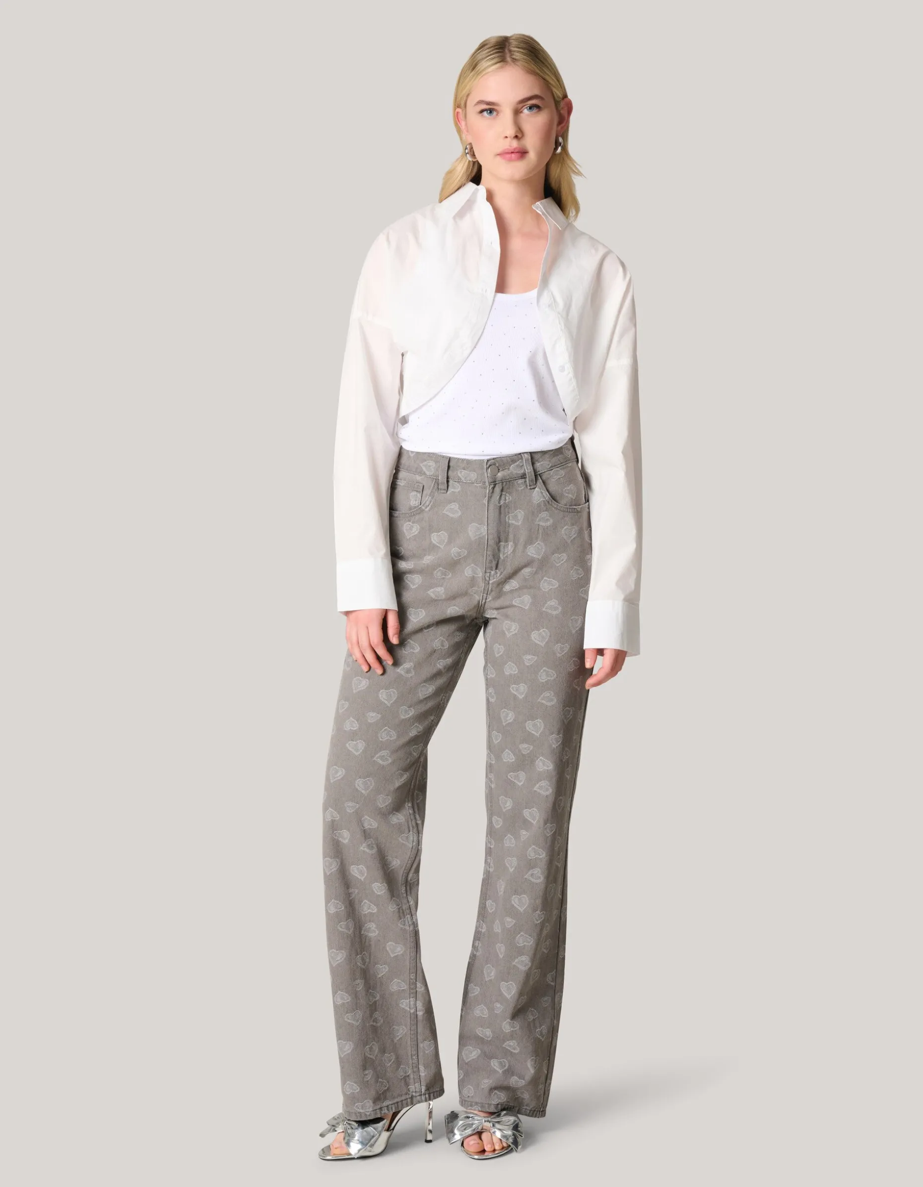 Cropped Poplin Blouse Wit
