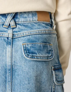 Denim Cargo Rok Blauw