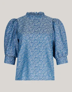 Denim Printed Top Blauw