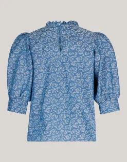 Denim Printed Top Blauw