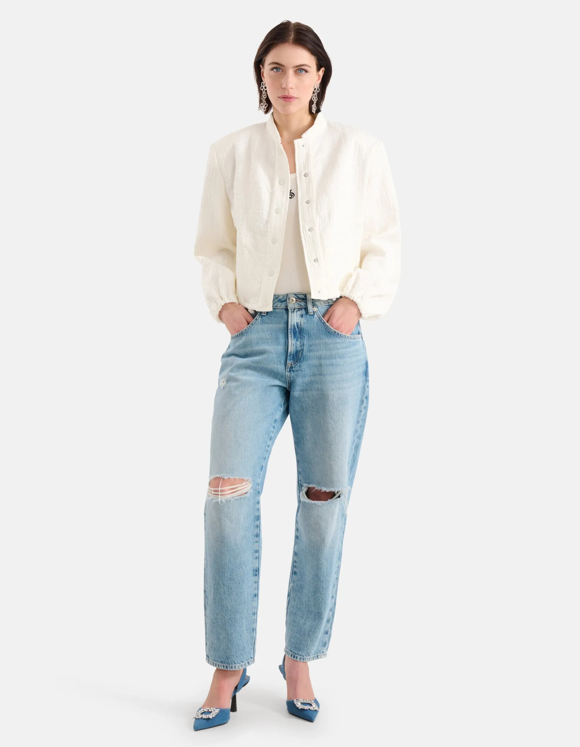 Destroyed Straight Jeans Mediumstone L30