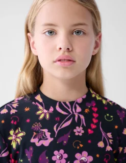 Doodle Print Top Zwart