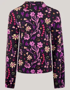 Doodle Print Top Zwart