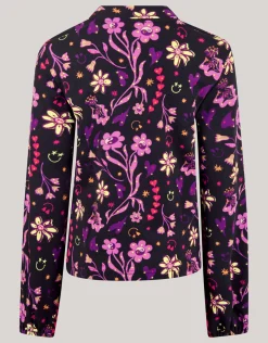 Doodle Print Top Zwart