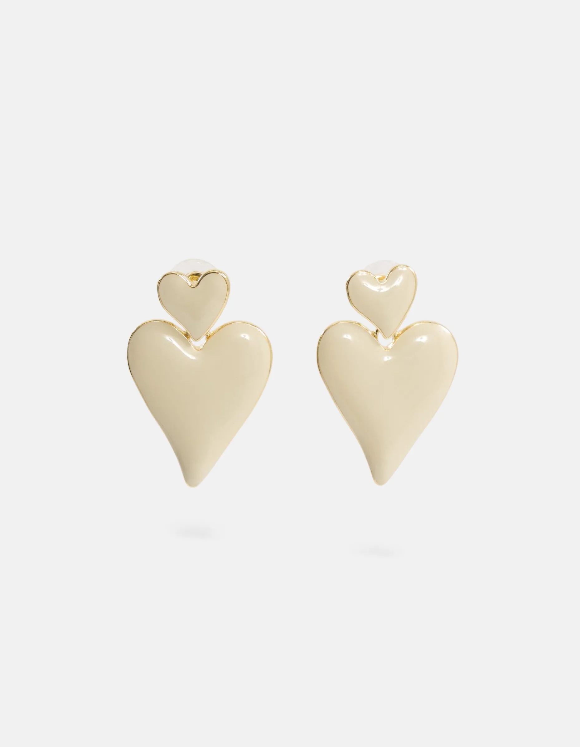 Double Heart Oorbellen Gebroken Wit