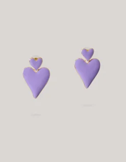 Double Heart Oorbellen Paars