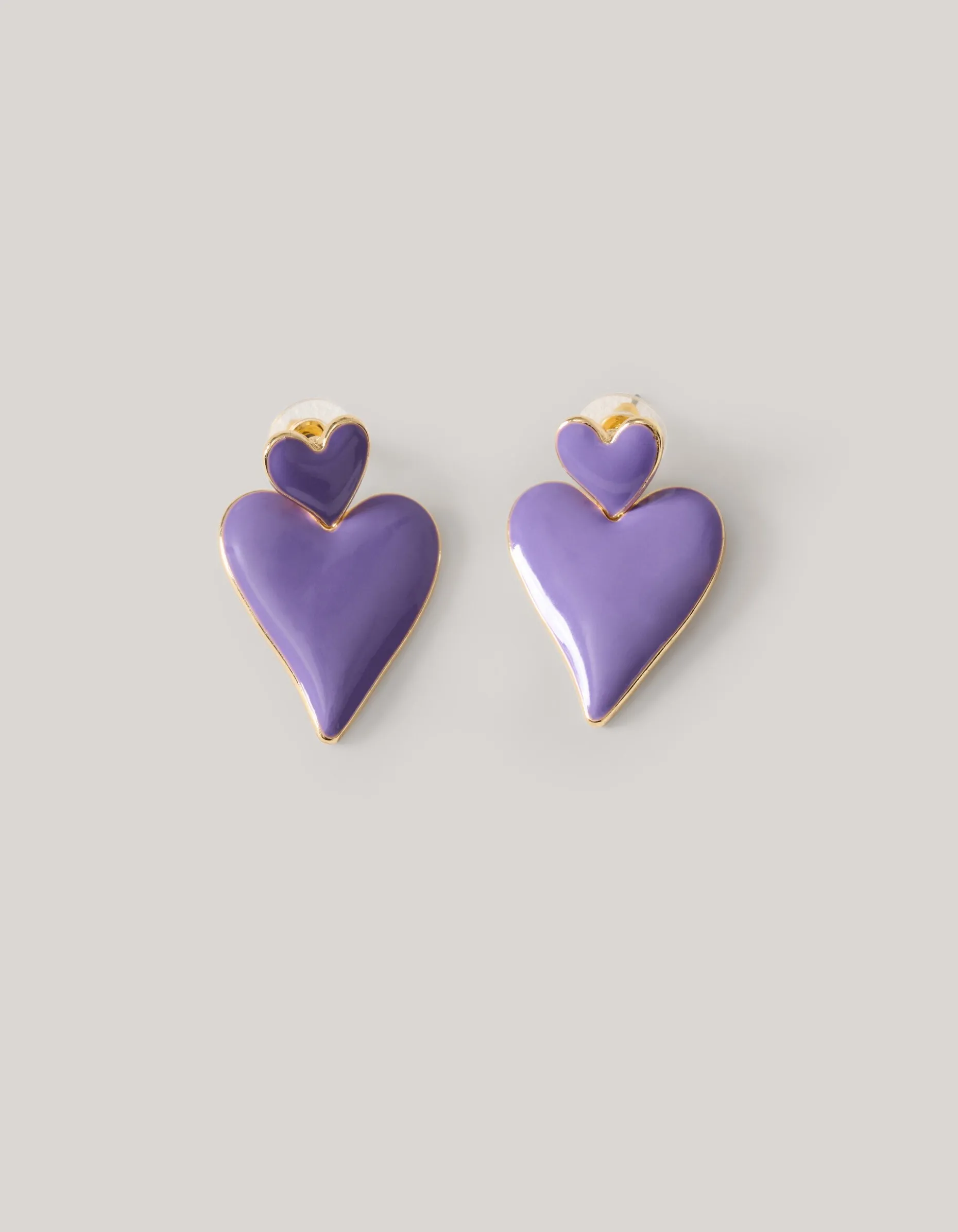 Double Heart Oorbellen Paars