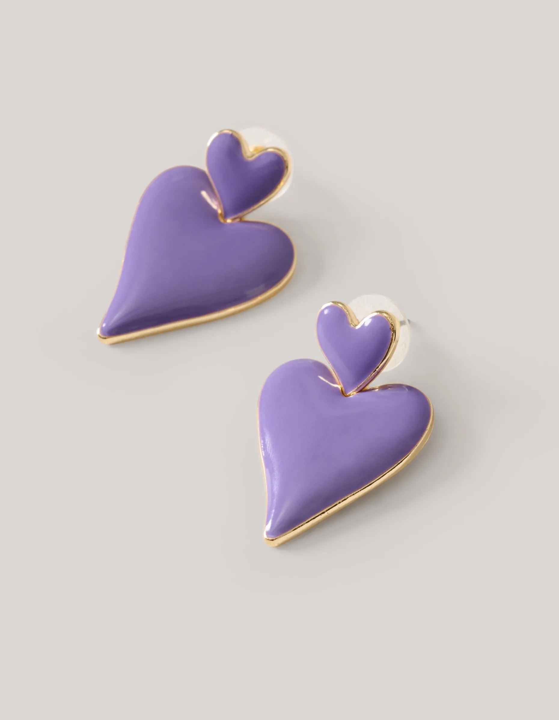 Double Heart Oorbellen Paars