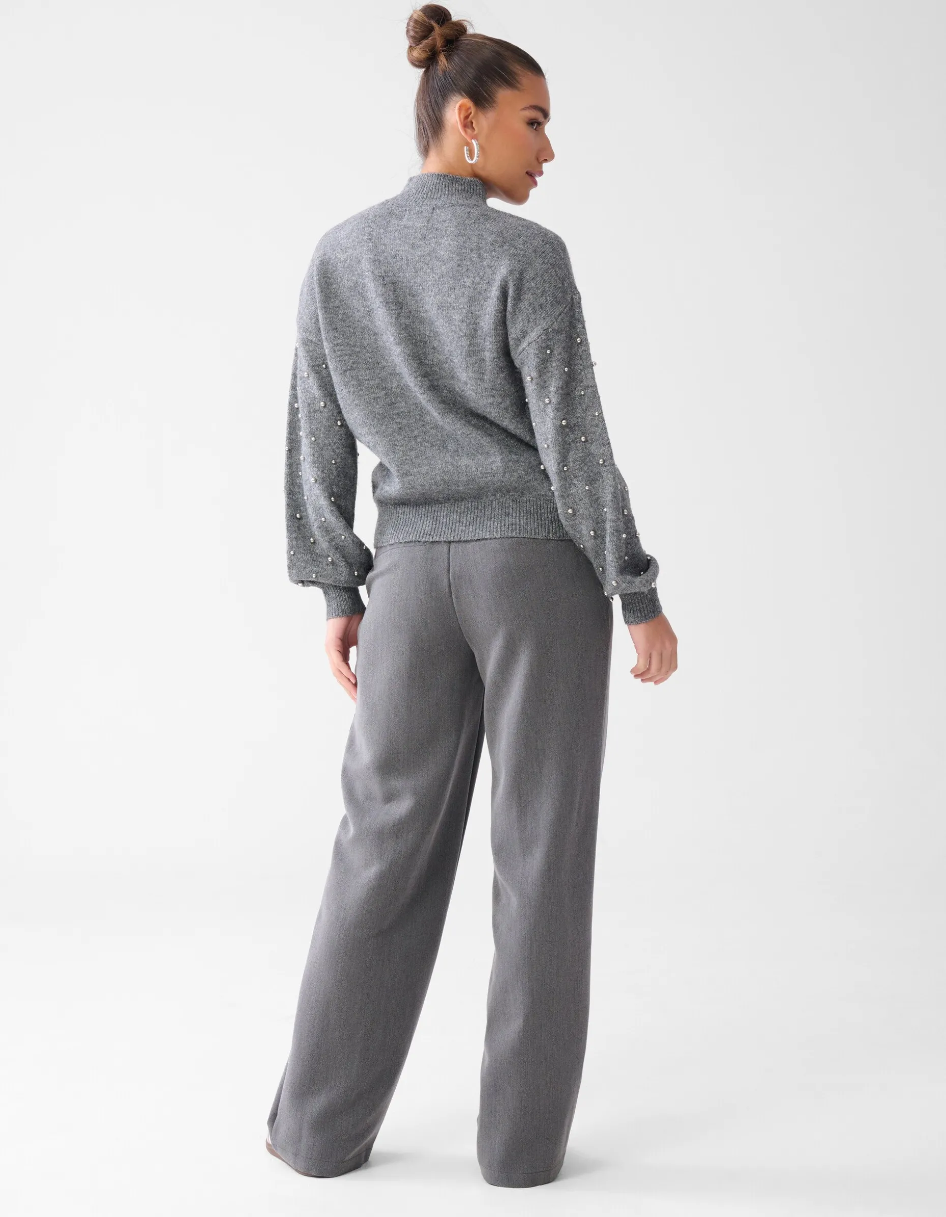Double Waistband Jogger Donkergrjis