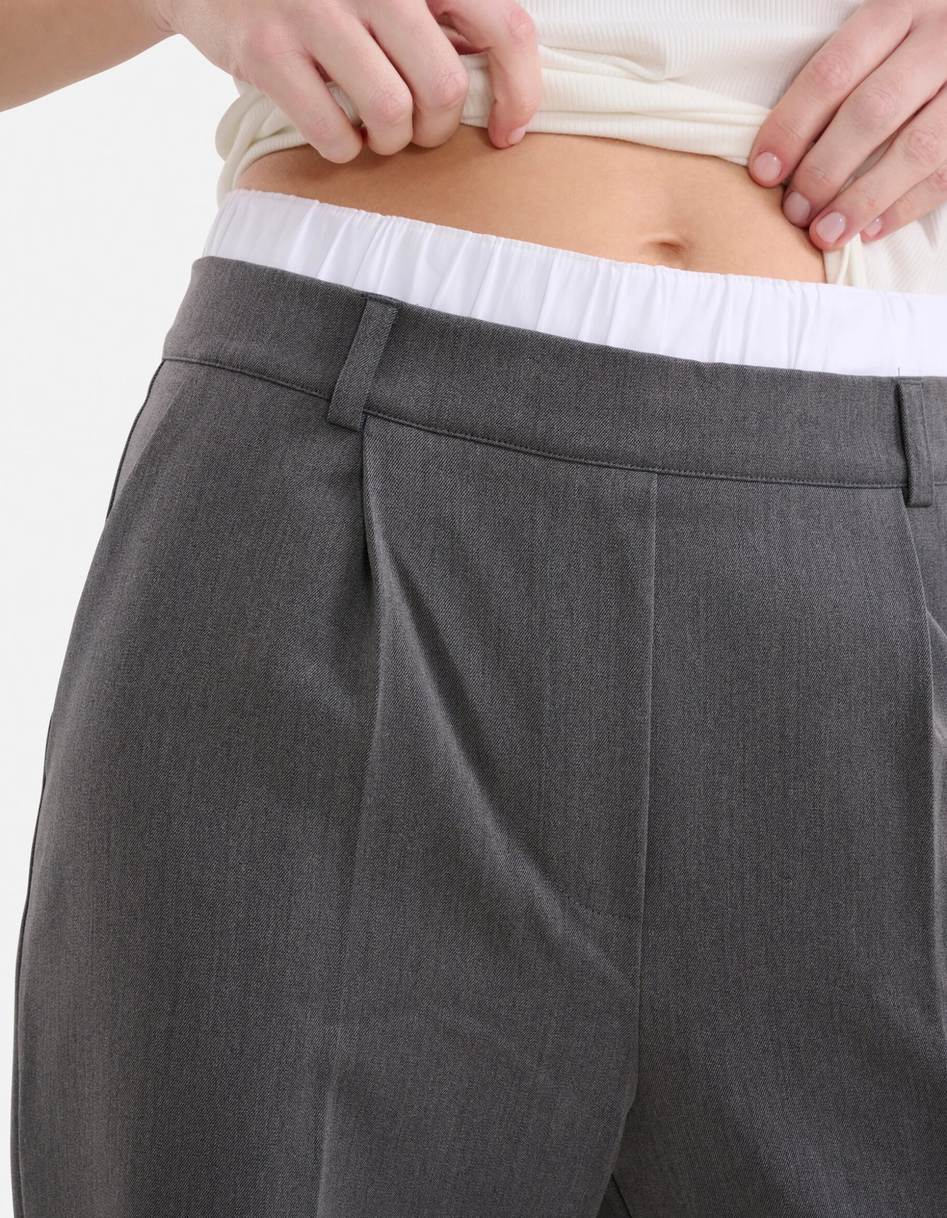 Double Waistband Jogger Donkergrjis