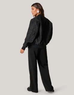 Embellished Bomber Zwart