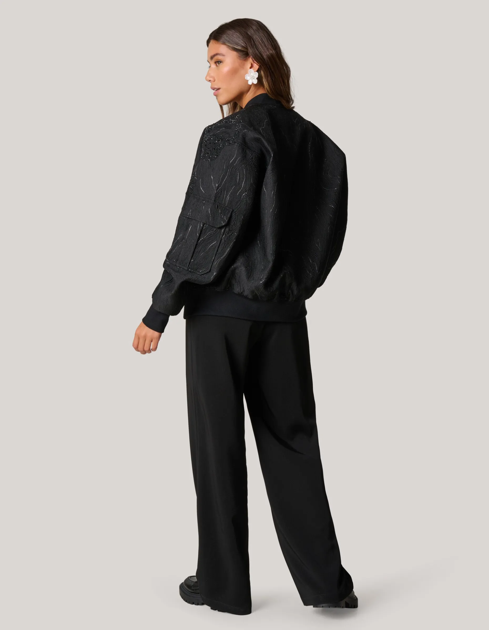 Embellished Bomber Zwart