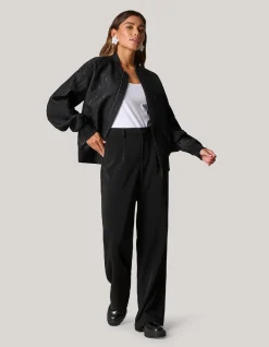 Embellished Bomber Zwart
