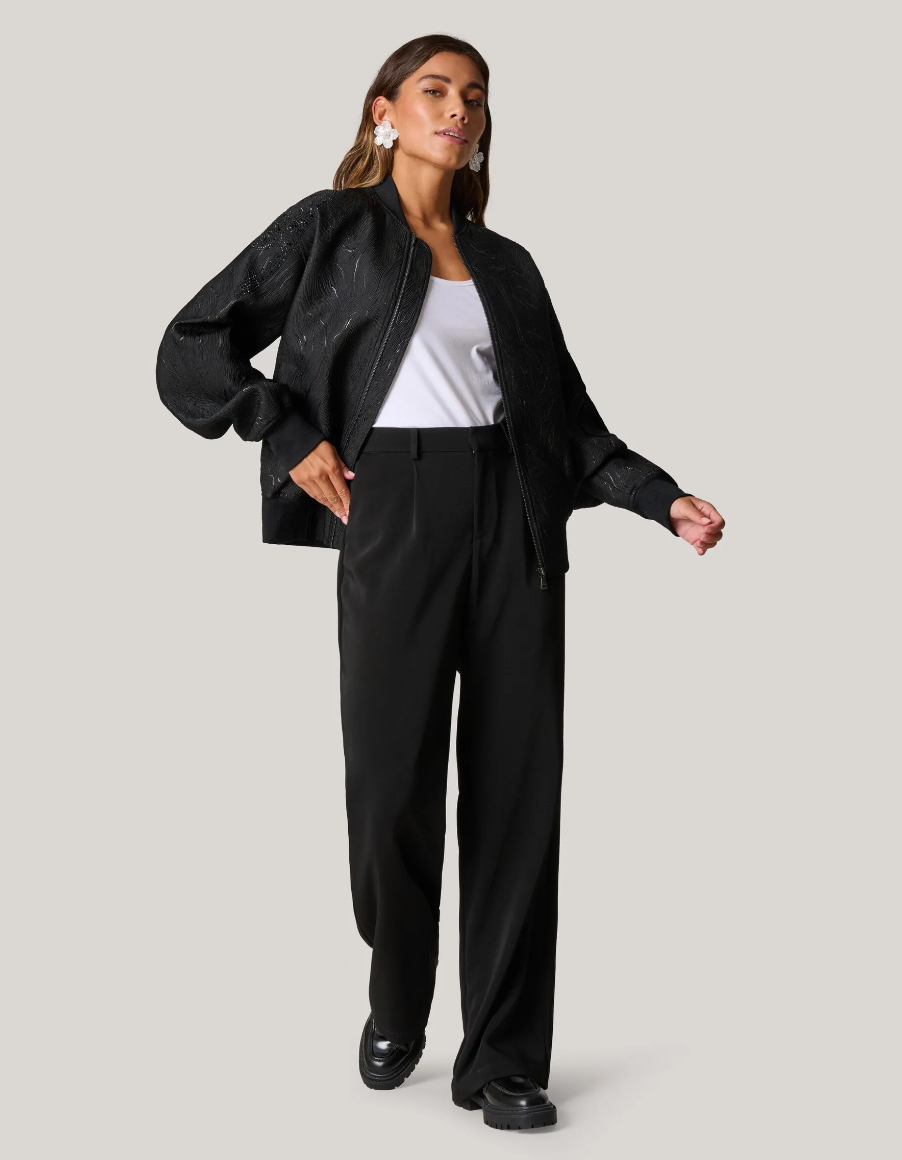 Embellished Bomber Zwart