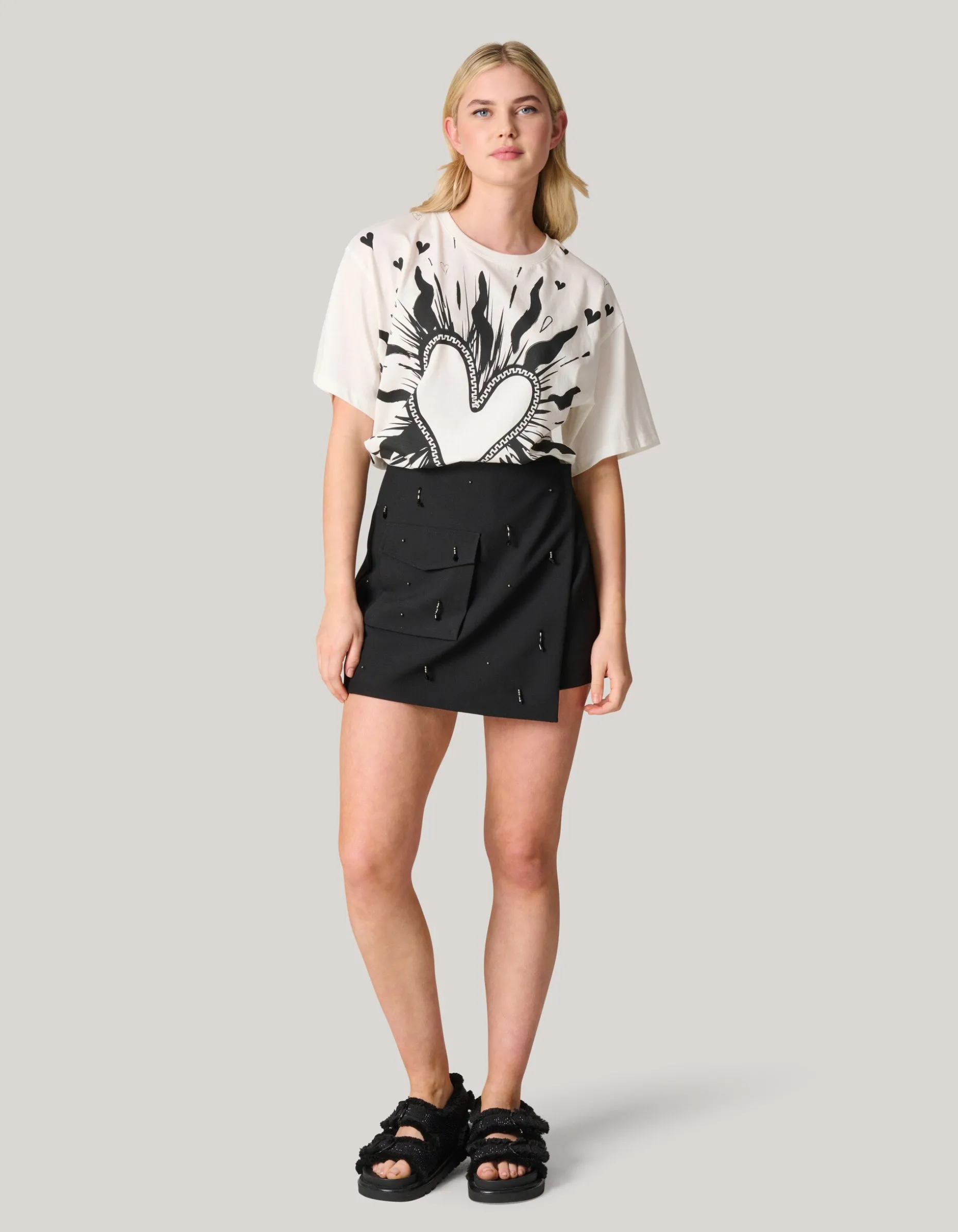 Embellished Cargo Skort Zwart